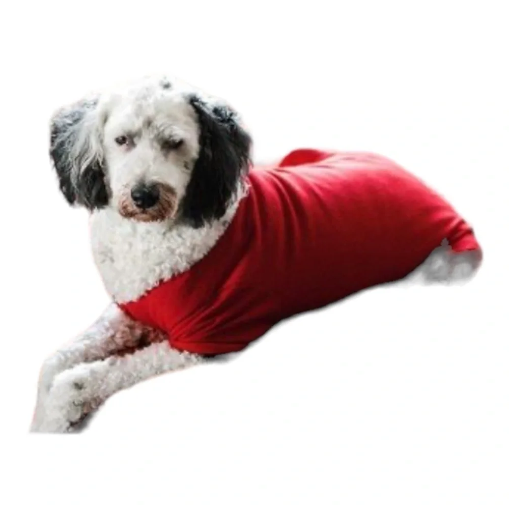 Doggie Red & White Polyester Outfit Size Medium Dog Cuffs